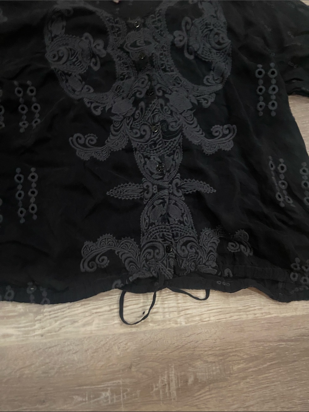 Johnny Was Navy Embroidered Pull-On Tunic - Picture 6 of 7